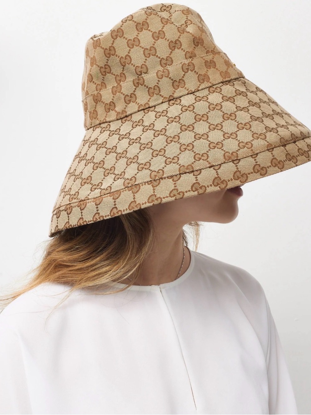 Gucci Brown Monogram Wide-Brim Sun Hat - Picture 2 of 9